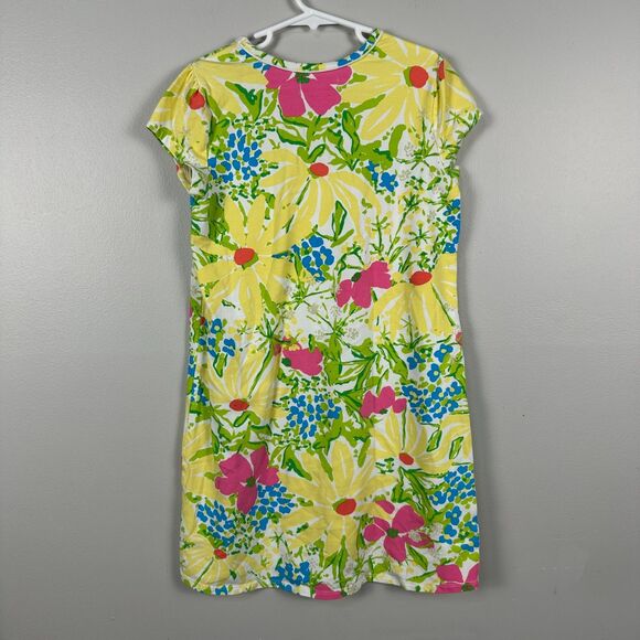 Lilly Pulitzer Girls Large 8-10 Short Sleeve Dress Yellow Floral Beach Vacation - Picture 3 of 3